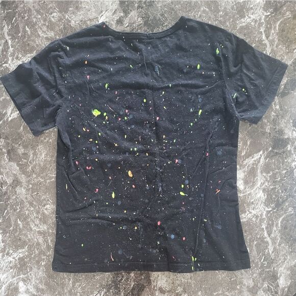Large NIRVANA Custom Black Tee with Colorful Splatter - Picture 5 of 5
